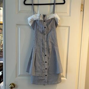 Blue and White Striped Ladies Button-Front Sundress